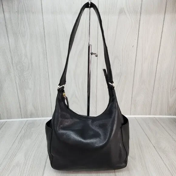 St. John’s Bay Black Leather Hobo Shoulder Bag Satchel Work Office Purse FLAWED - Picture 4 of 16